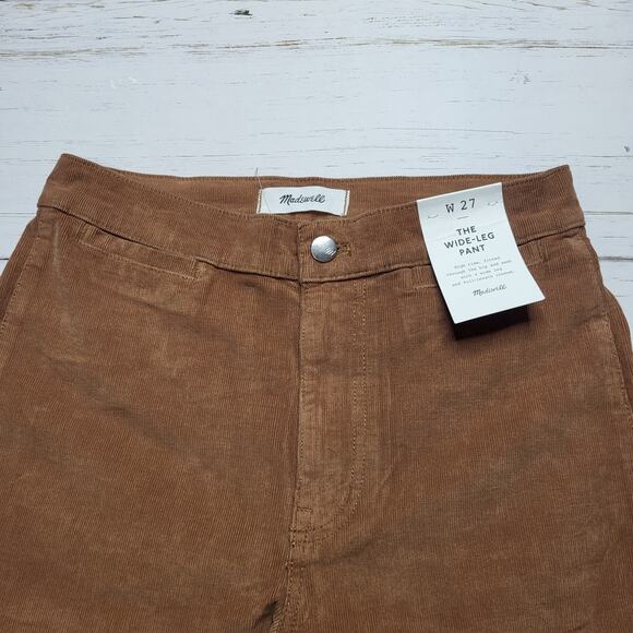Madewell Wide Leg Corduroy Pants Tan Brown High Rise Full Length Stretch 27 - Picture 5 of 12